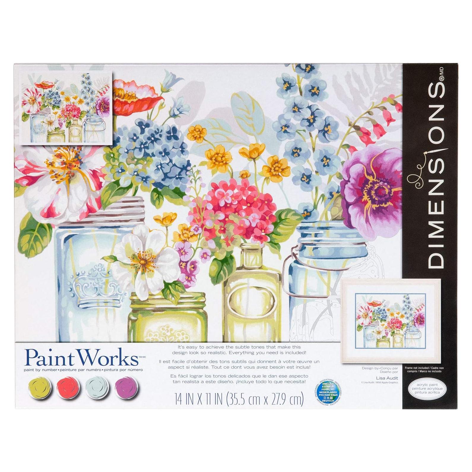 Kit de Pintura por Números Dimensiones Flores Arcoíris 35.56x27.94 cm