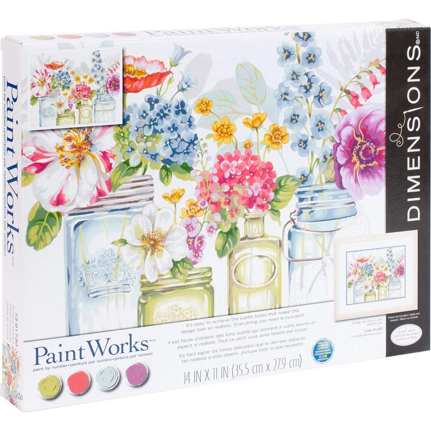 Kit de Pintura por Números Dimensiones Flores Arcoíris 35.56x27.94 cm