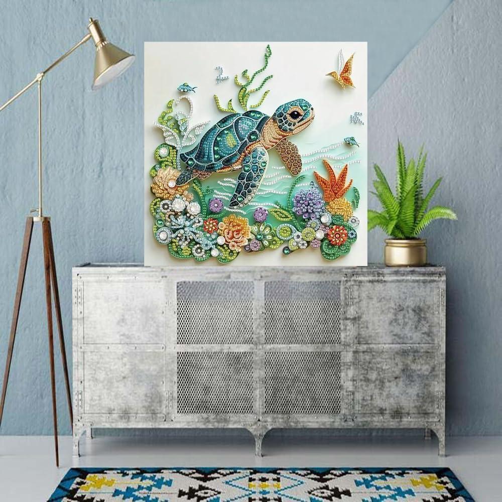Kit de Pintura de Diamante 5D ZQEATRY Tortuga Marina 30x30cm