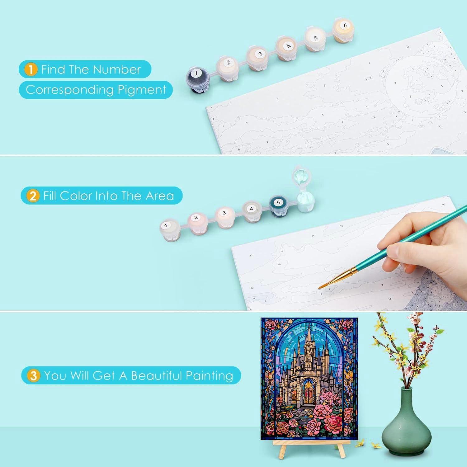 Kit de Pintura por Números WUDWL Adultos 24x30cm con Caballete