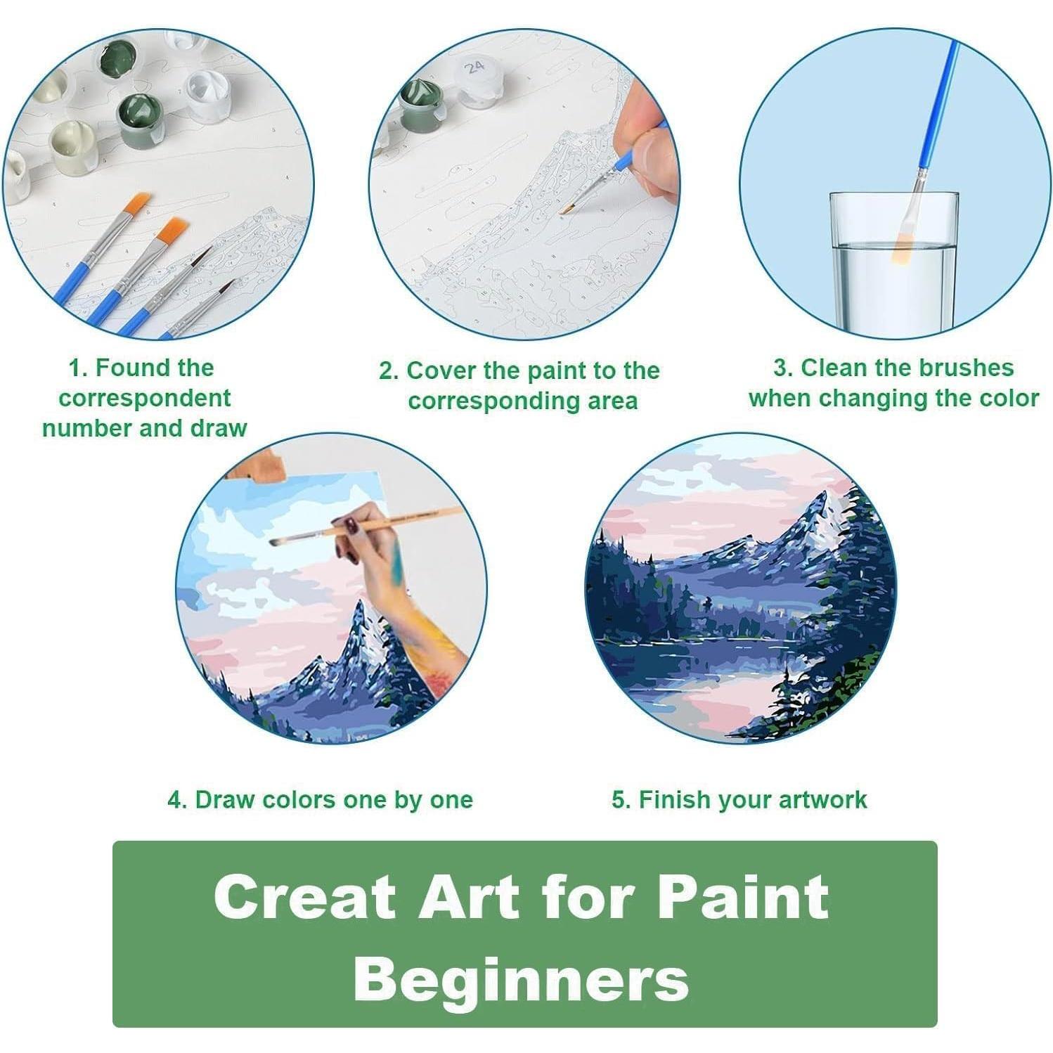 Kit de Pintura por Números WUDWL Adultos 24x30cm con Caballete