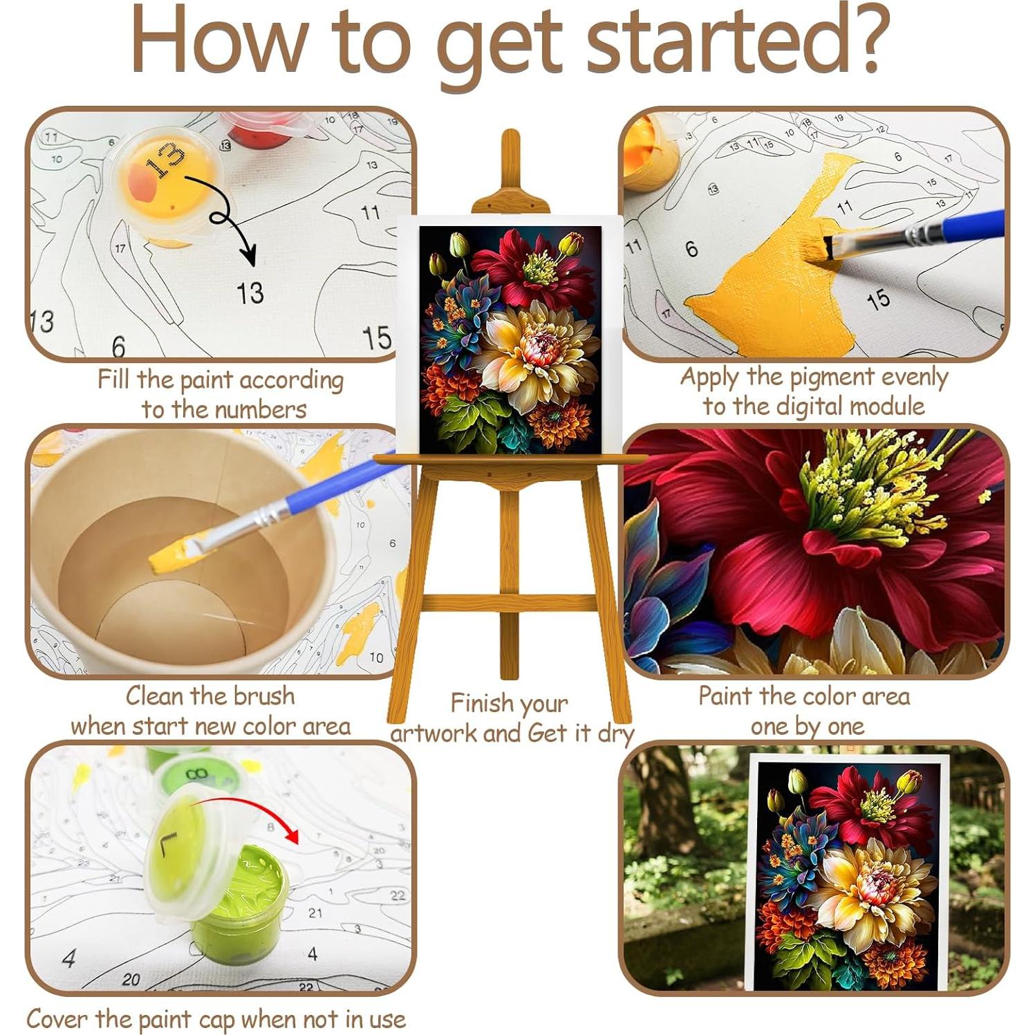 Kit de Pintura por Números JATOK 40x50cm Acrílico Adultos