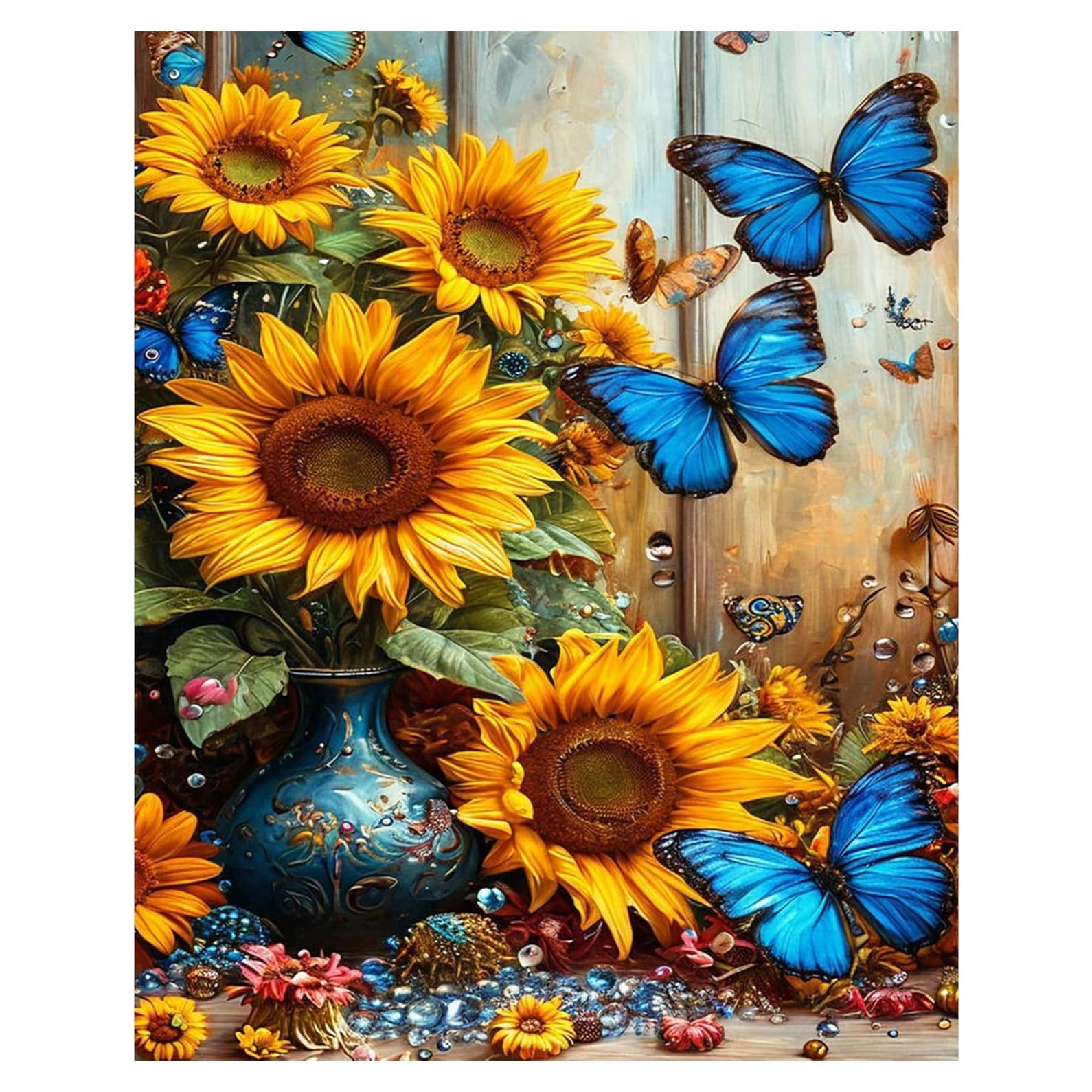 Kit de Pintura por Números Okarina Girasol y Mariposa 40.6x50.8 cm