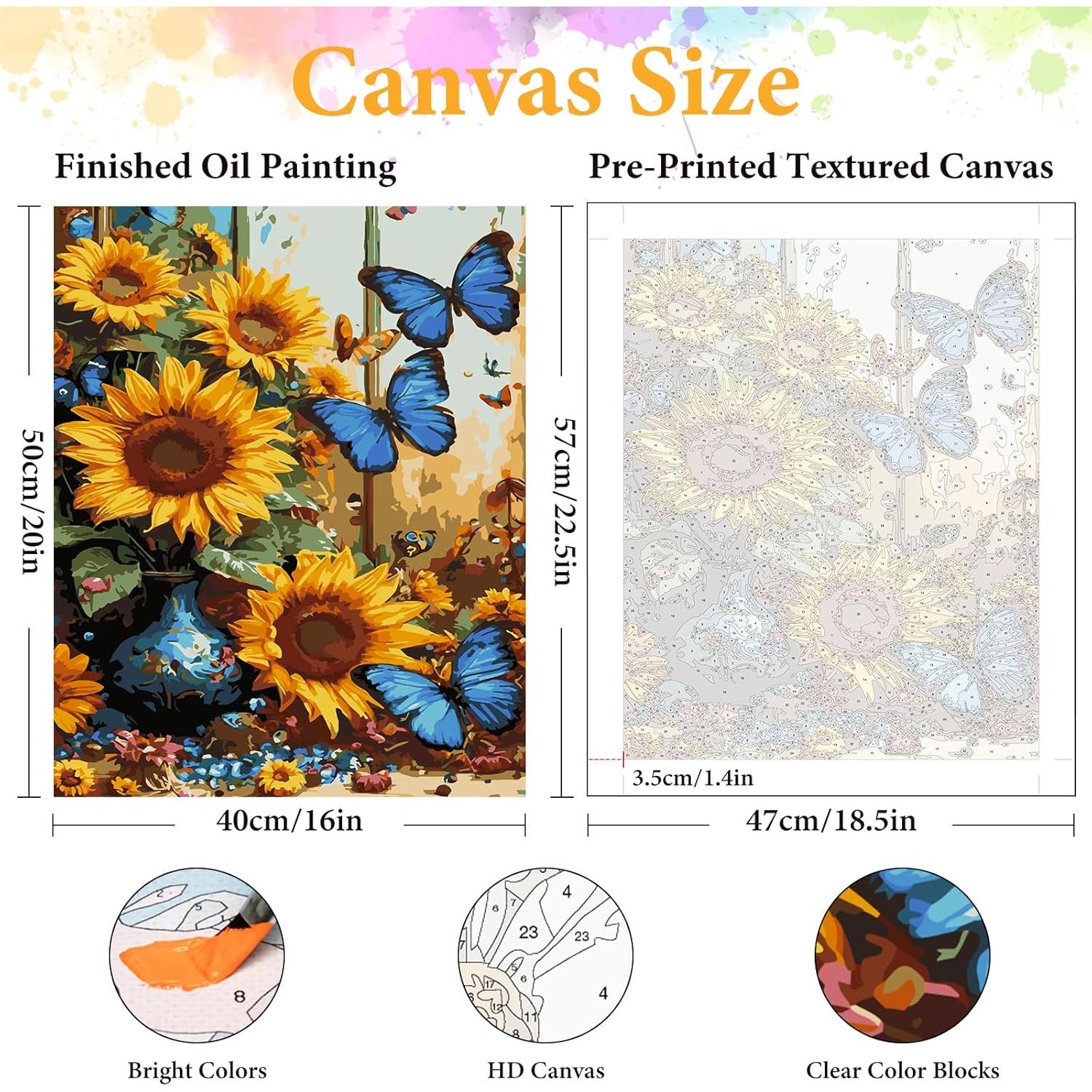 Kit de Pintura por Números Okarina Girasol y Mariposa 40.6x50.8 cm