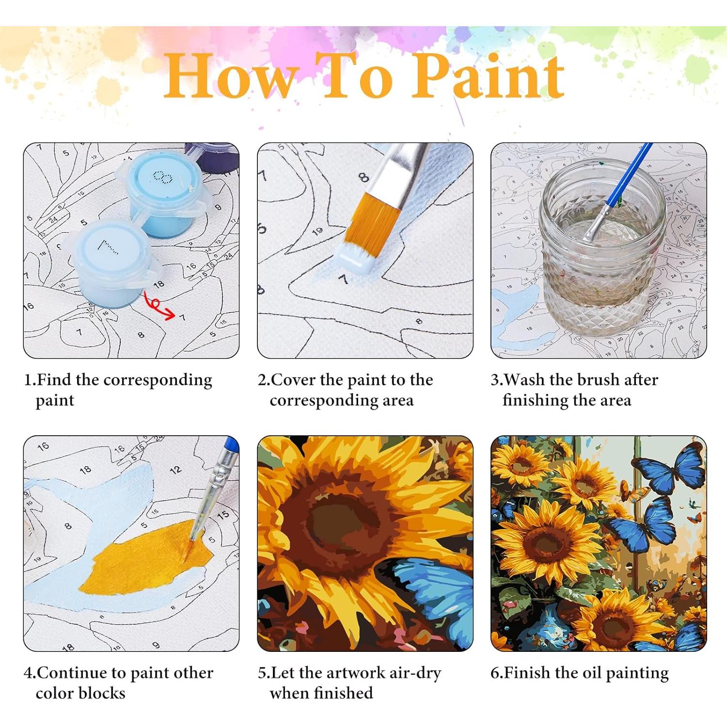 Kit de Pintura por Números Okarina Girasol y Mariposa 40.6x50.8 cm