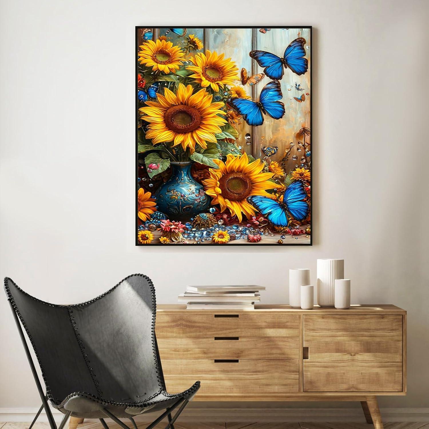 Kit de Pintura por Números Okarina Girasol y Mariposa 40.6x50.8 cm