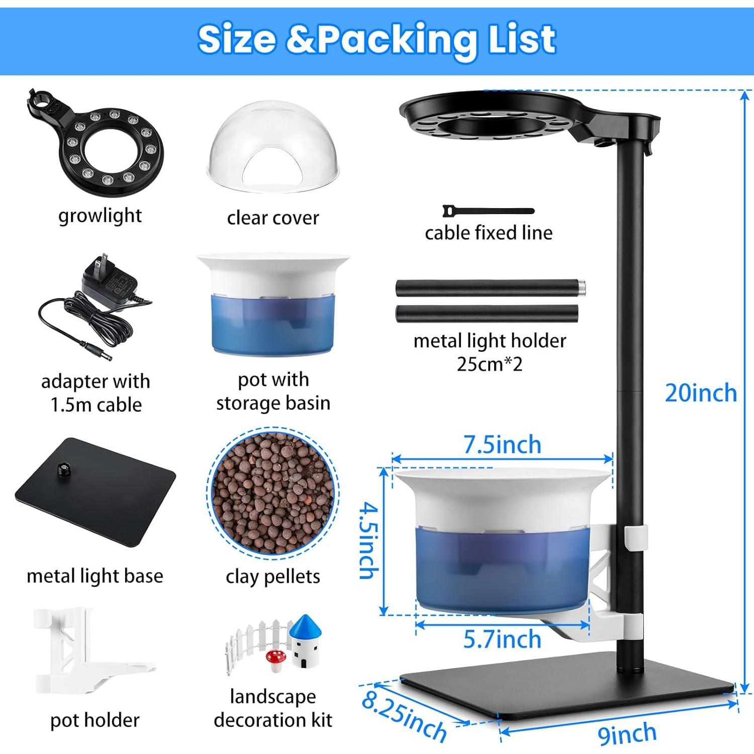 Kit de Terrario E SUPEREGROW con Luz de Crecimiento y Autorriego