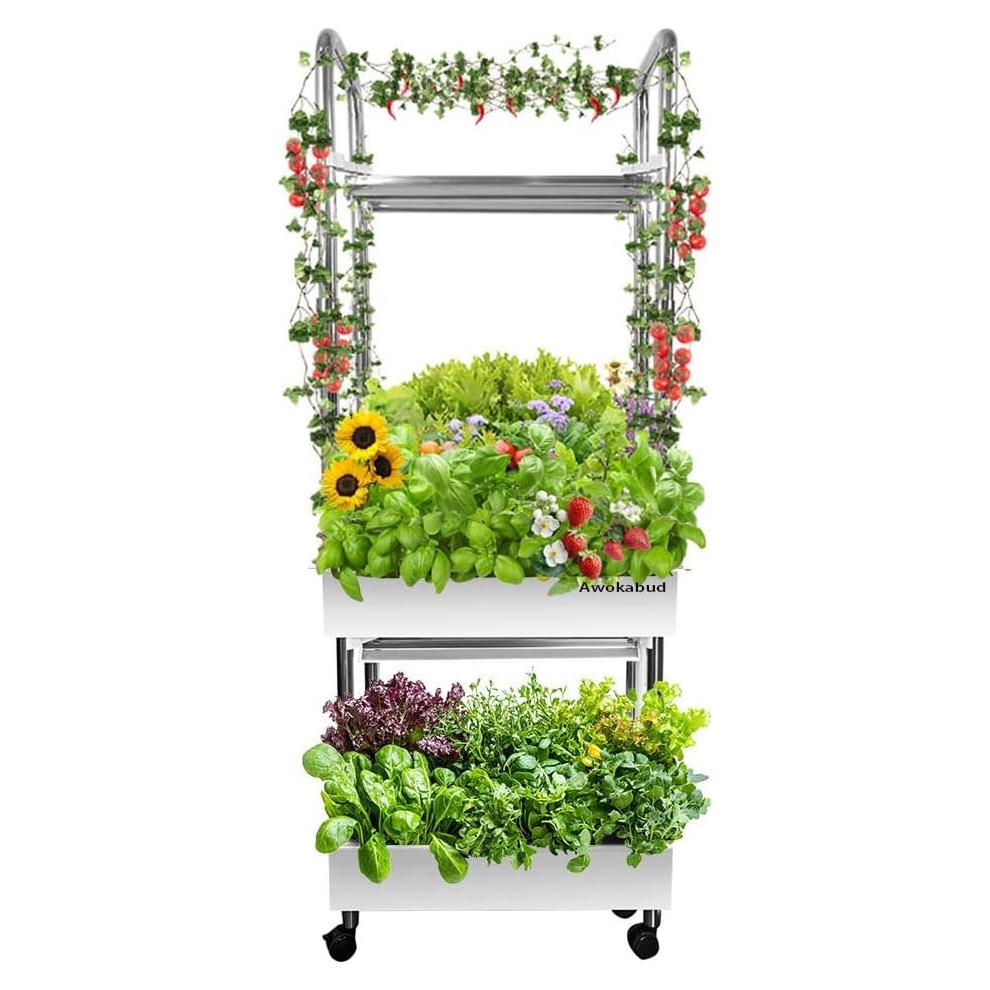 Sistema Hidropónico Awokabud 2 Niveles con Luz LED y Autorriego