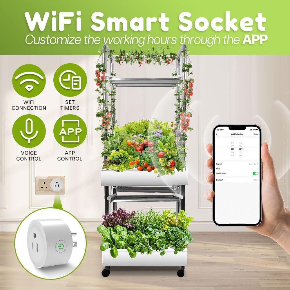 Sistema Hidropónico Awokabud 2 Niveles con Luz LED y Autorriego