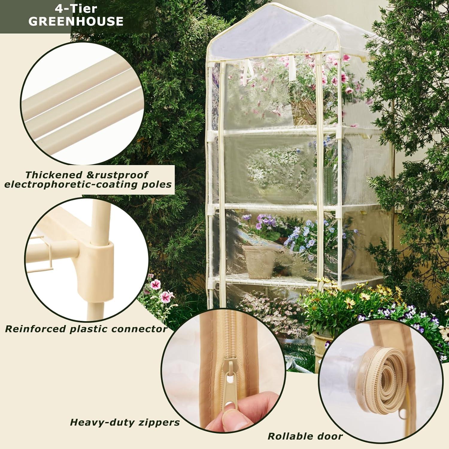 Mini Invernadero Portátil Purlyu 4 Niveles con Luz LED 60W