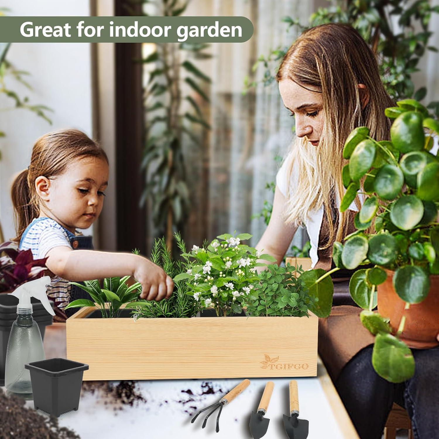 Kit de Jardín de Hierbas TGIFGO con 17 Herramientas y Macetas