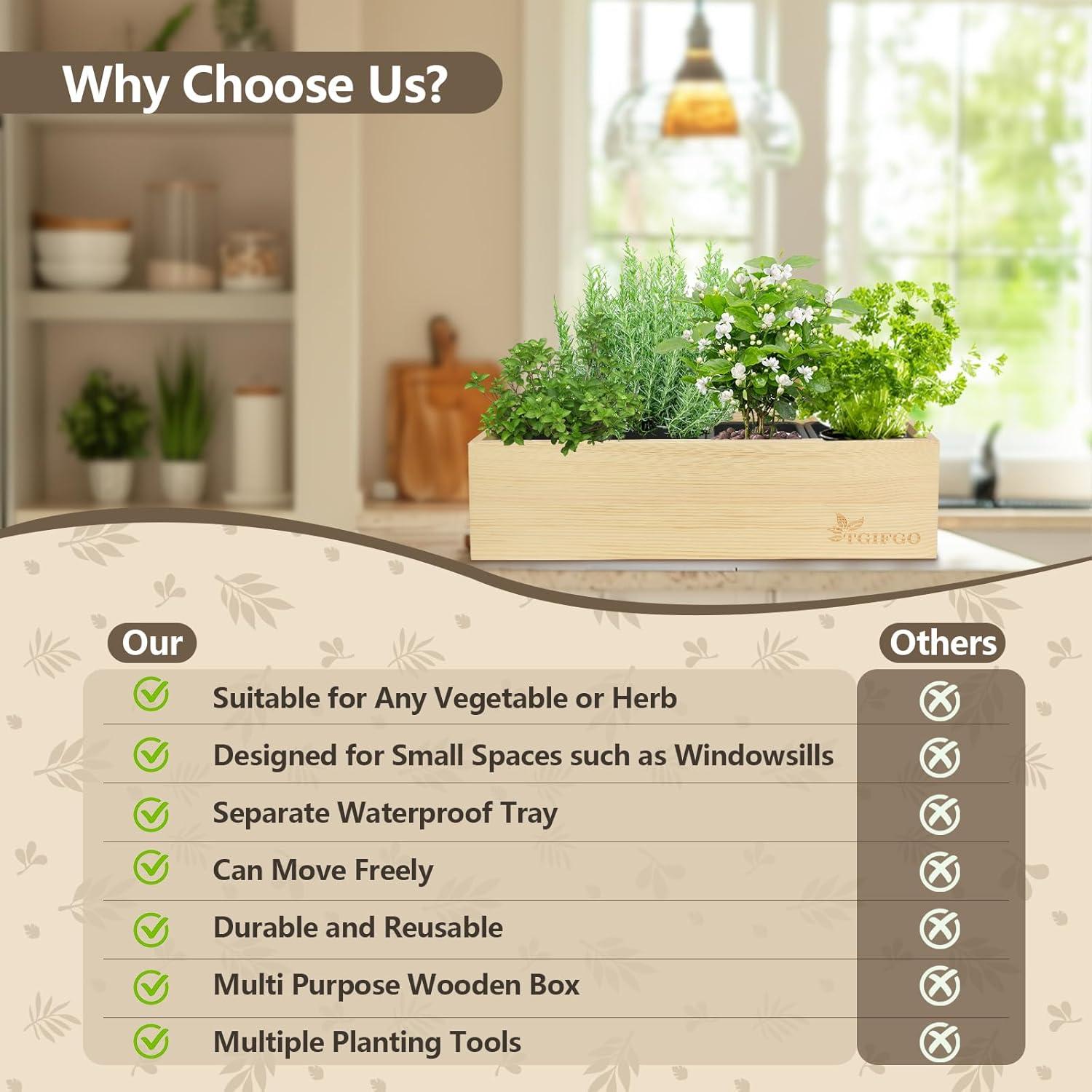 Kit de Jardín de Hierbas TGIFGO con 17 Herramientas y Macetas