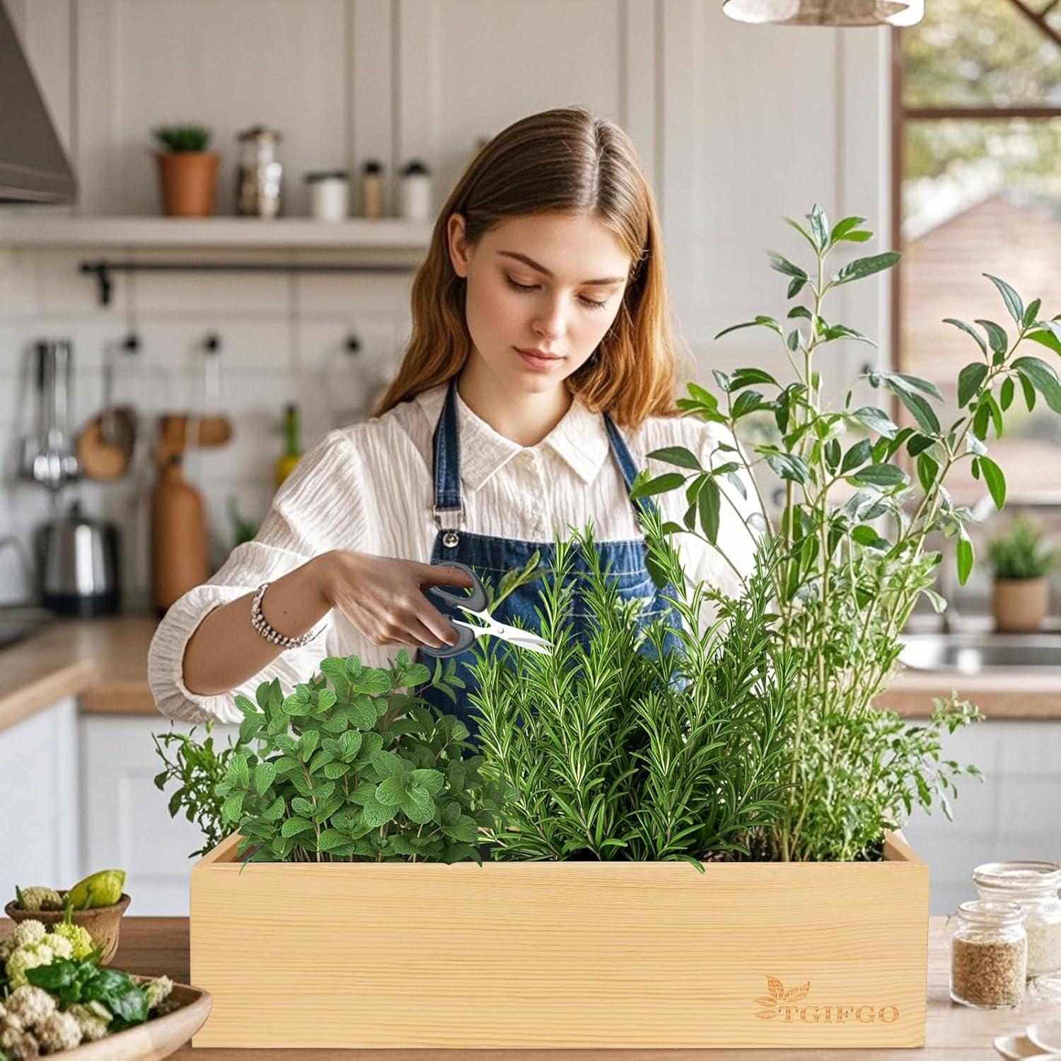 Kit de Jardín de Hierbas TGIFGO con 17 Herramientas y Macetas