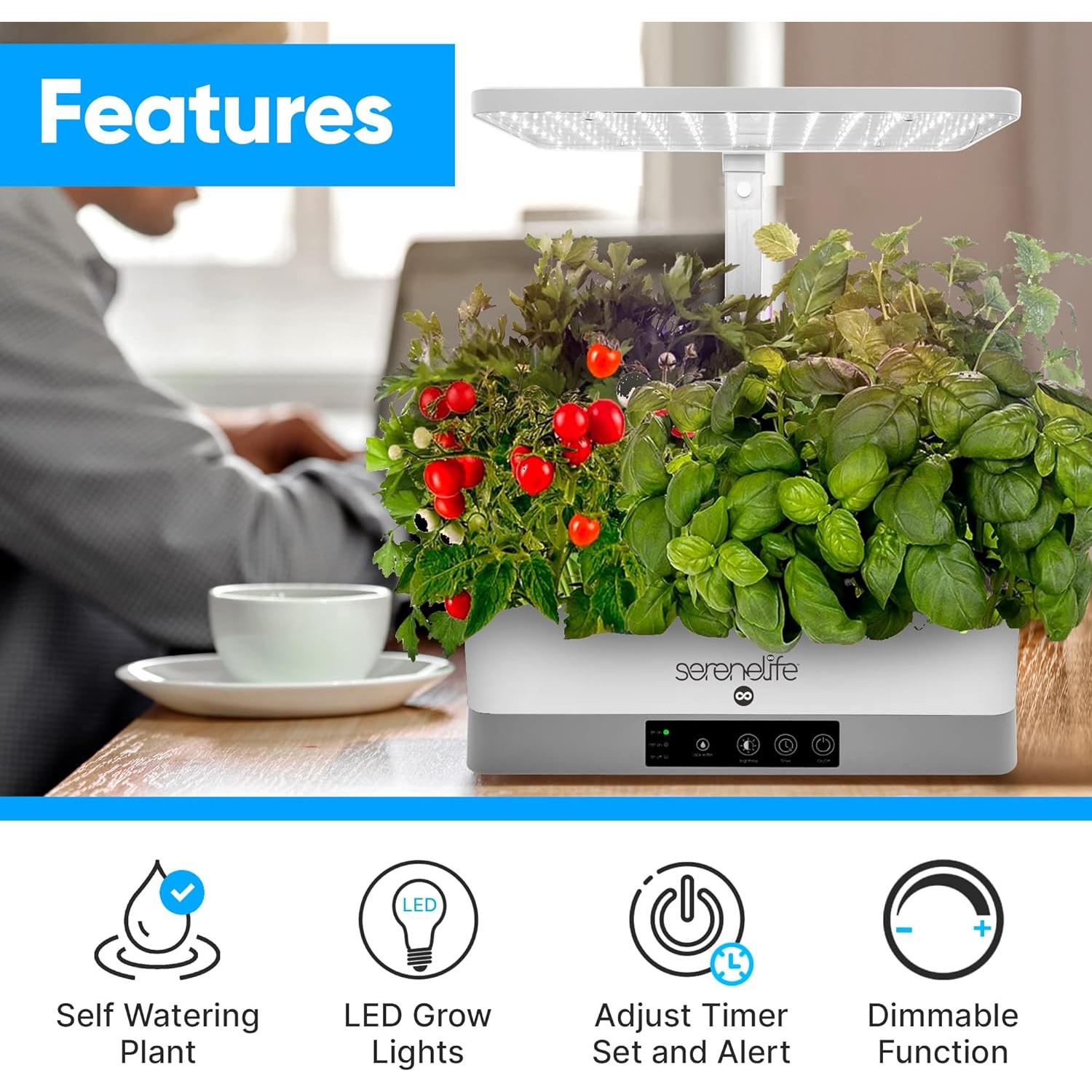 Jardín Hidropónico Interior SereneLife - 6 Cápsulas LED 24W