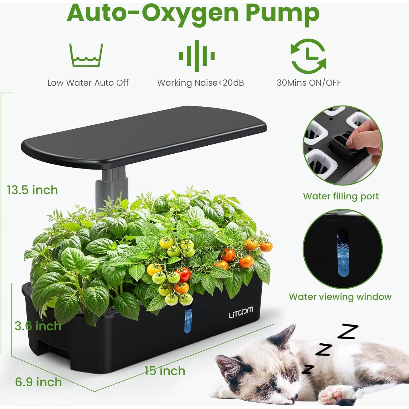 Kit Hidropónico Interior Litokam 12 Cápsulas 3.49L con Luz LED