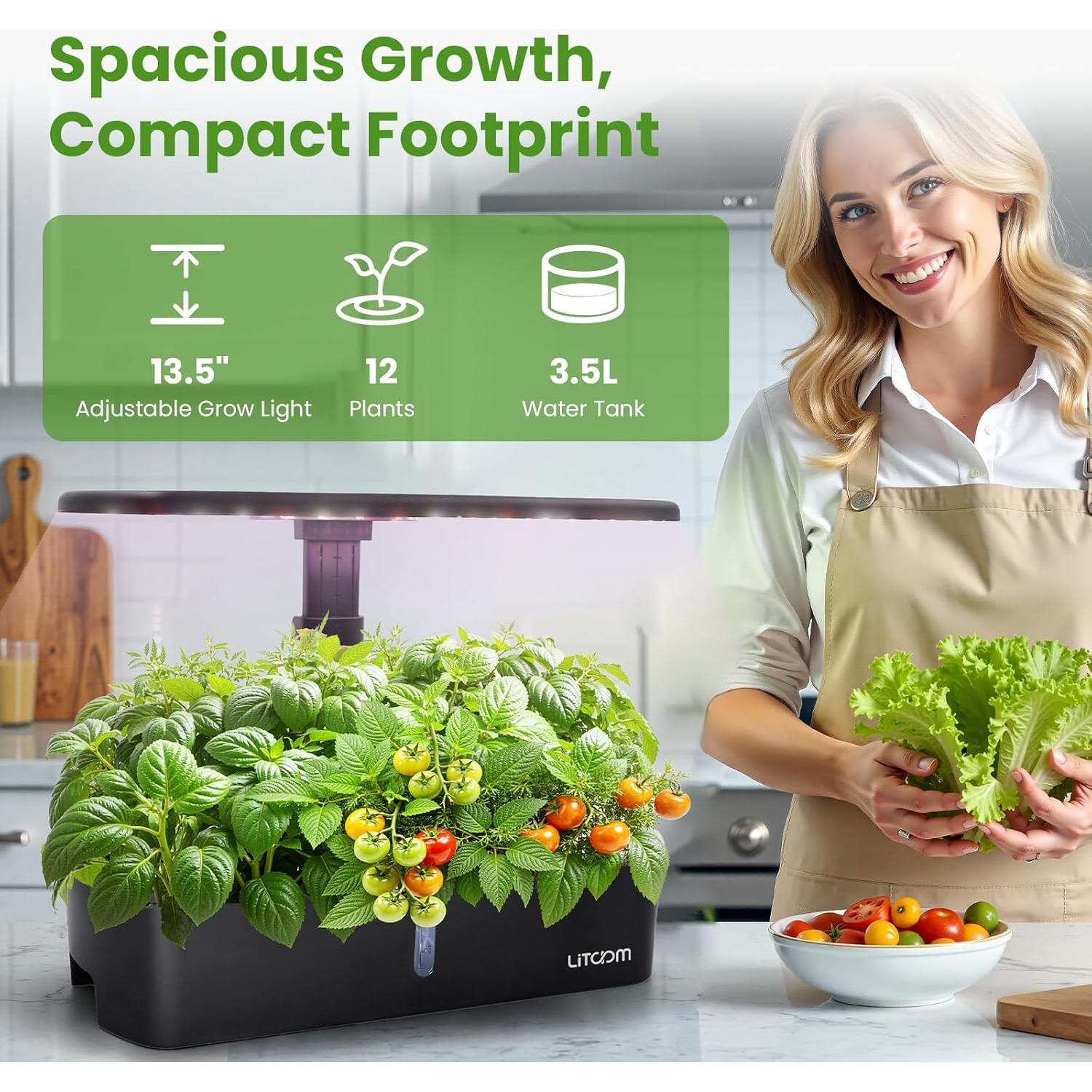 Kit Hidropónico Interior Litokam 12 Cápsulas 3.49L con Luz LED