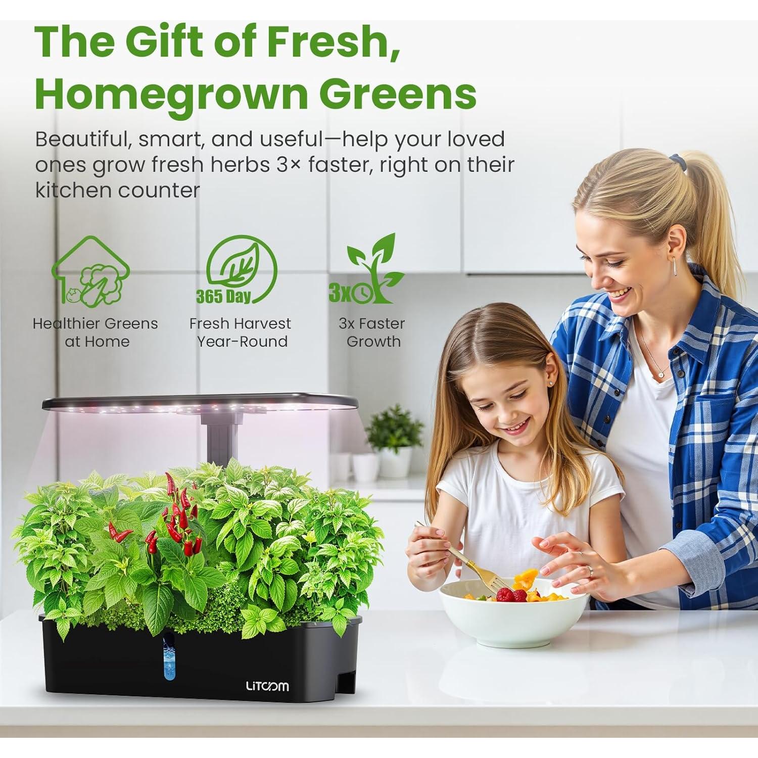 Kit Hidropónico Interior Litokam 12 Cápsulas 3.49L con Luz LED