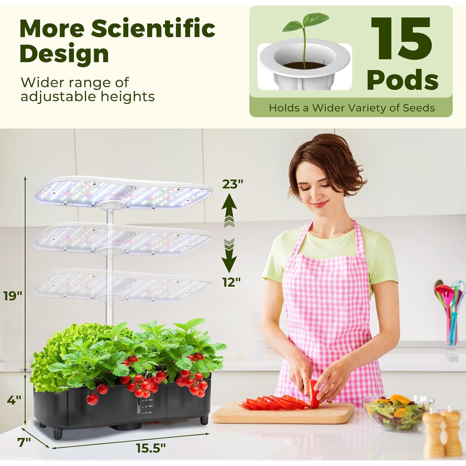 Sistema Hidropónico LED Kingsyard 48W, Jardín Interior 5L