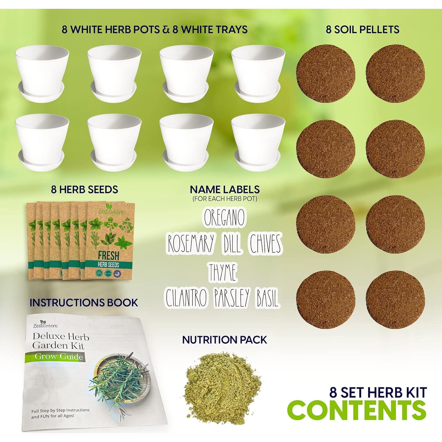 Kit de Jardín de Hierbas ZESTIGREENS - 8 Variedades Orgánicas