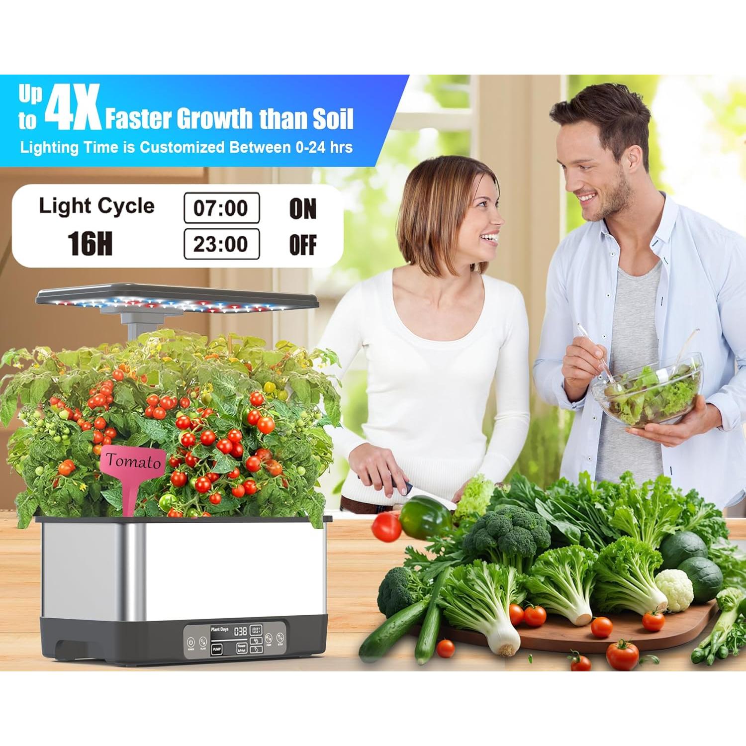 Sistema de Cultivo Hidropónico Aooccder 8 Cápsulas Gris