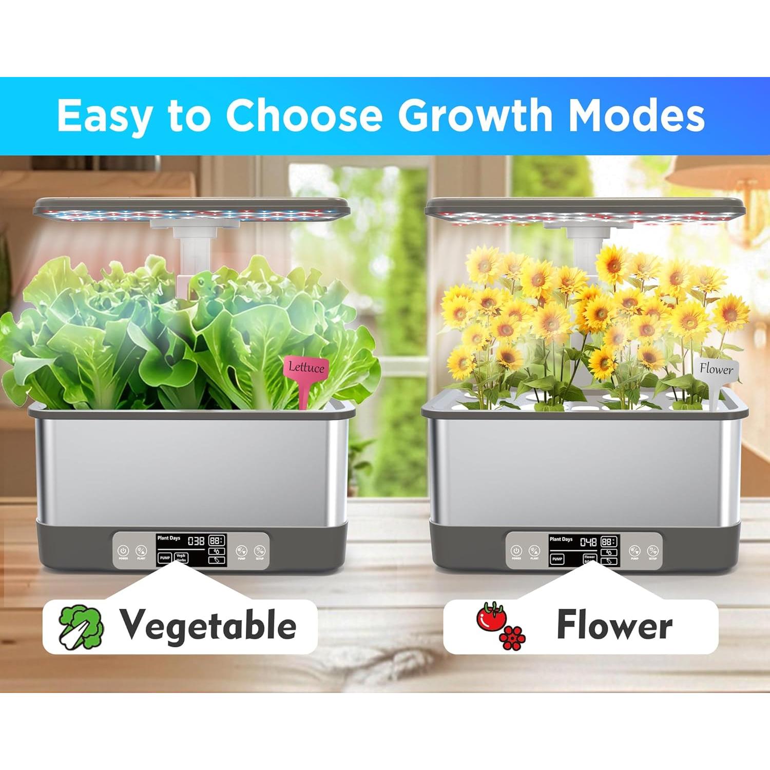 Sistema de Cultivo Hidropónico Aooccder 8 Cápsulas Gris