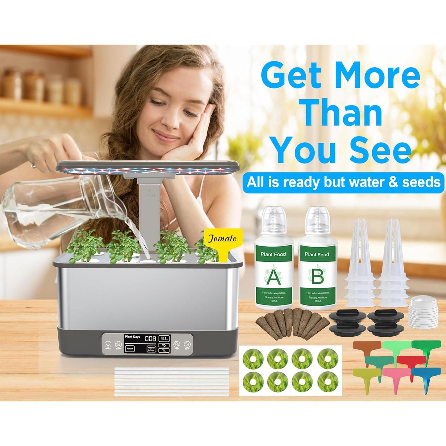 Sistema de Cultivo Hidropónico Aooccder 8 Cápsulas Gris