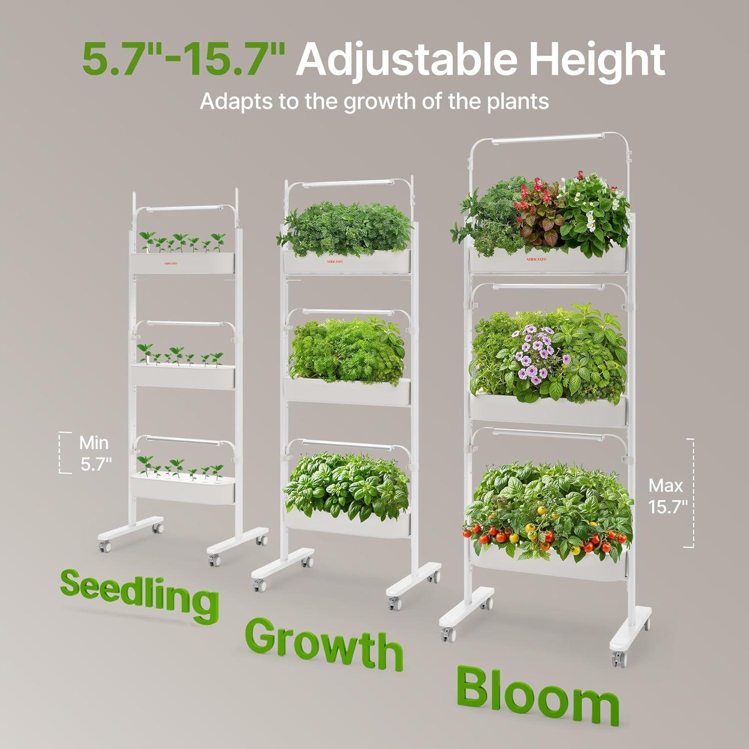 Kit Hidropónico SUNCOZE 3 Niveles con 36 Cápsulas y Luces LED