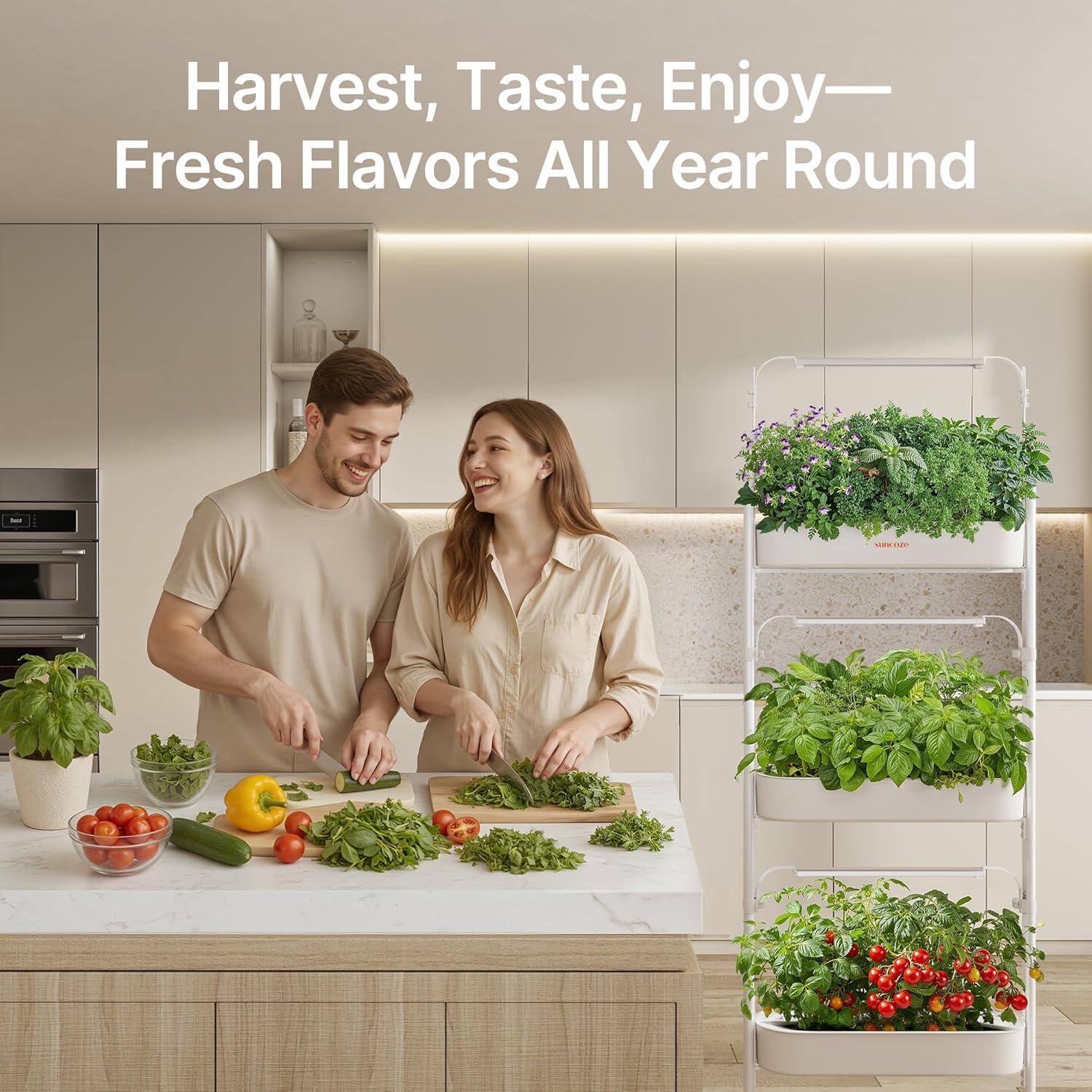 Kit Hidropónico SUNCOZE 3 Niveles con 36 Cápsulas y Luces LED