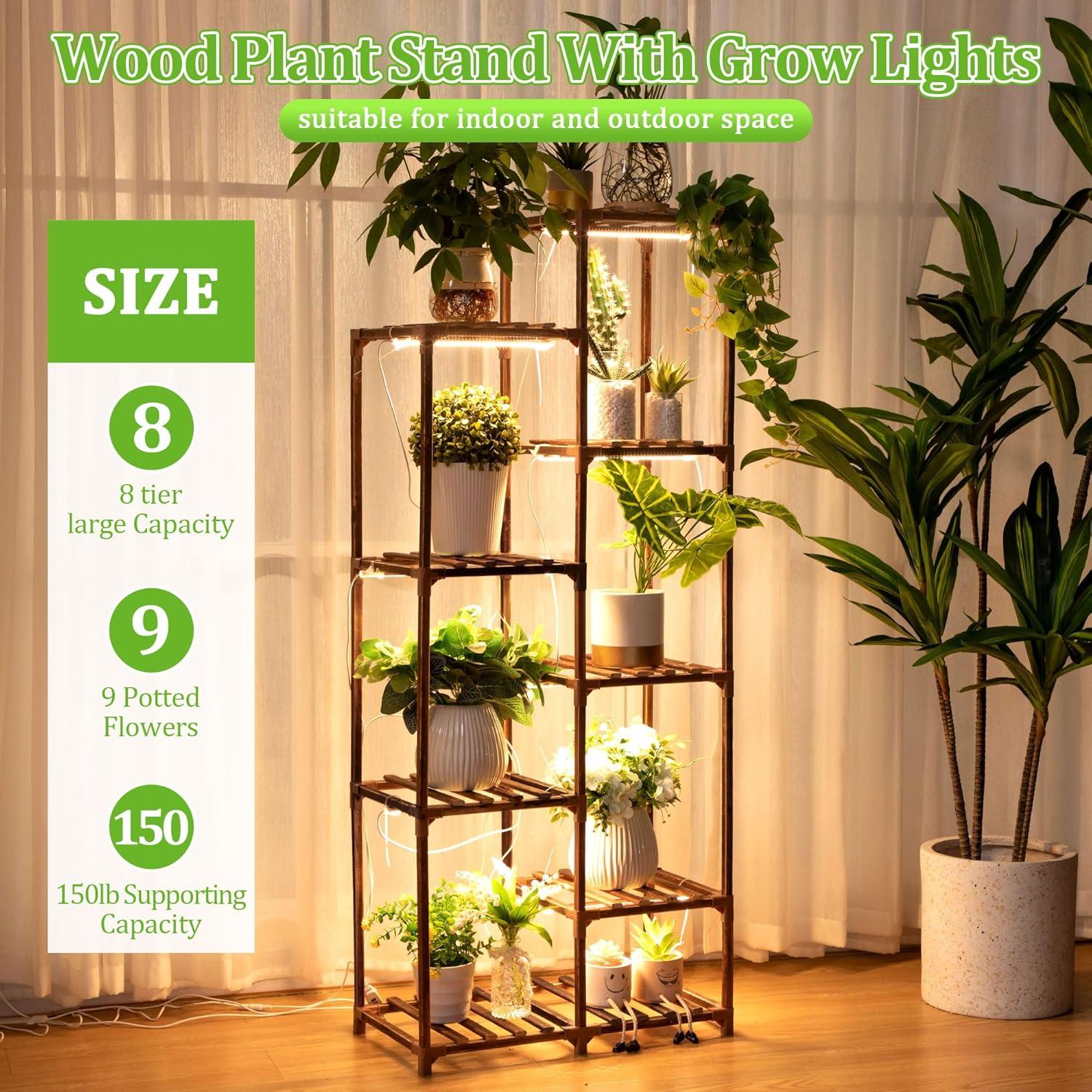 Estante de Plantas Dreyoo 8 Niveles con Luz Crecimiento 157 cm