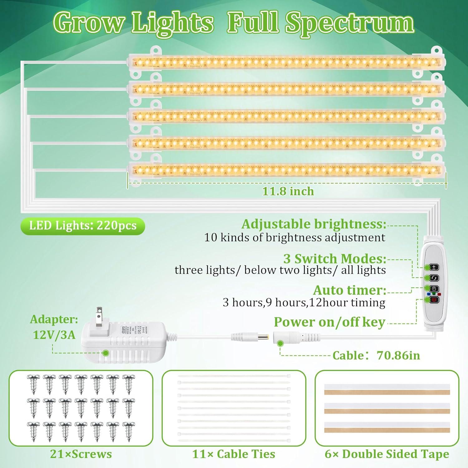 Estante de Plantas Dreyoo 8 Niveles con Luz Crecimiento 157 cm