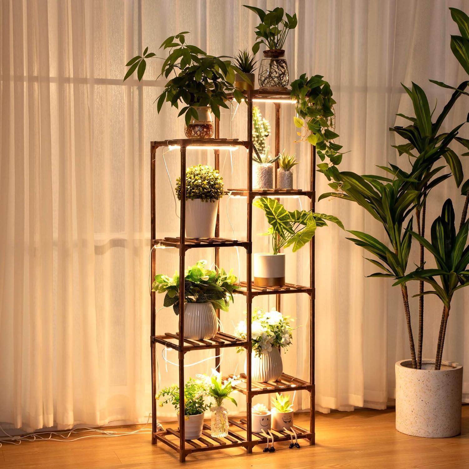 Estante de Plantas Dreyoo 8 Niveles con Luz Crecimiento 157 cm