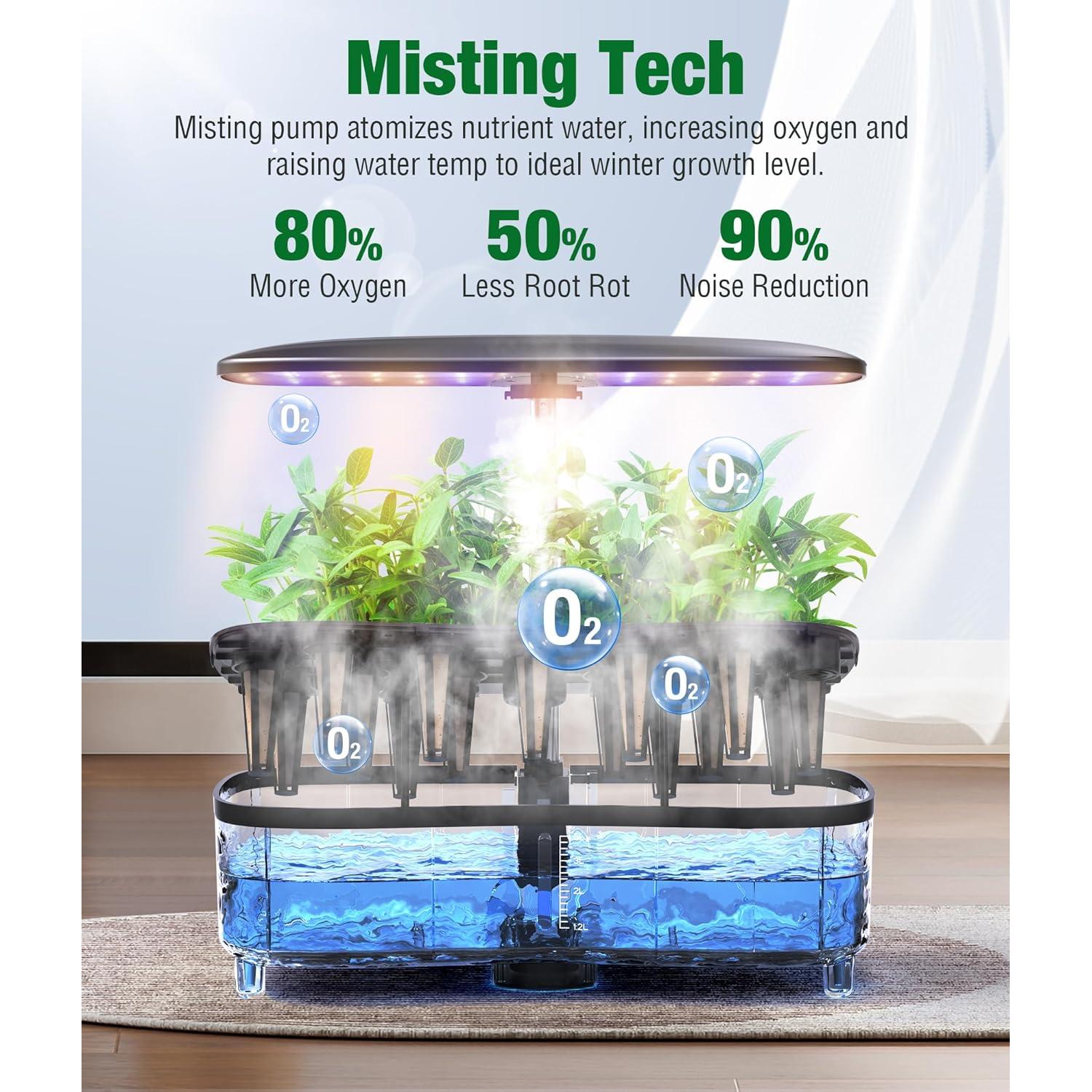Sistema Hidropónico Misting Okayice 15 Pods 2.5L con Luz Crecimiento