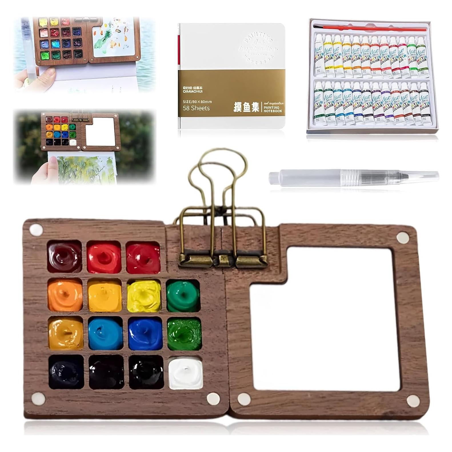 Kit de Paleta de Pintura Mini de Viaje Linyuant 15 Colores