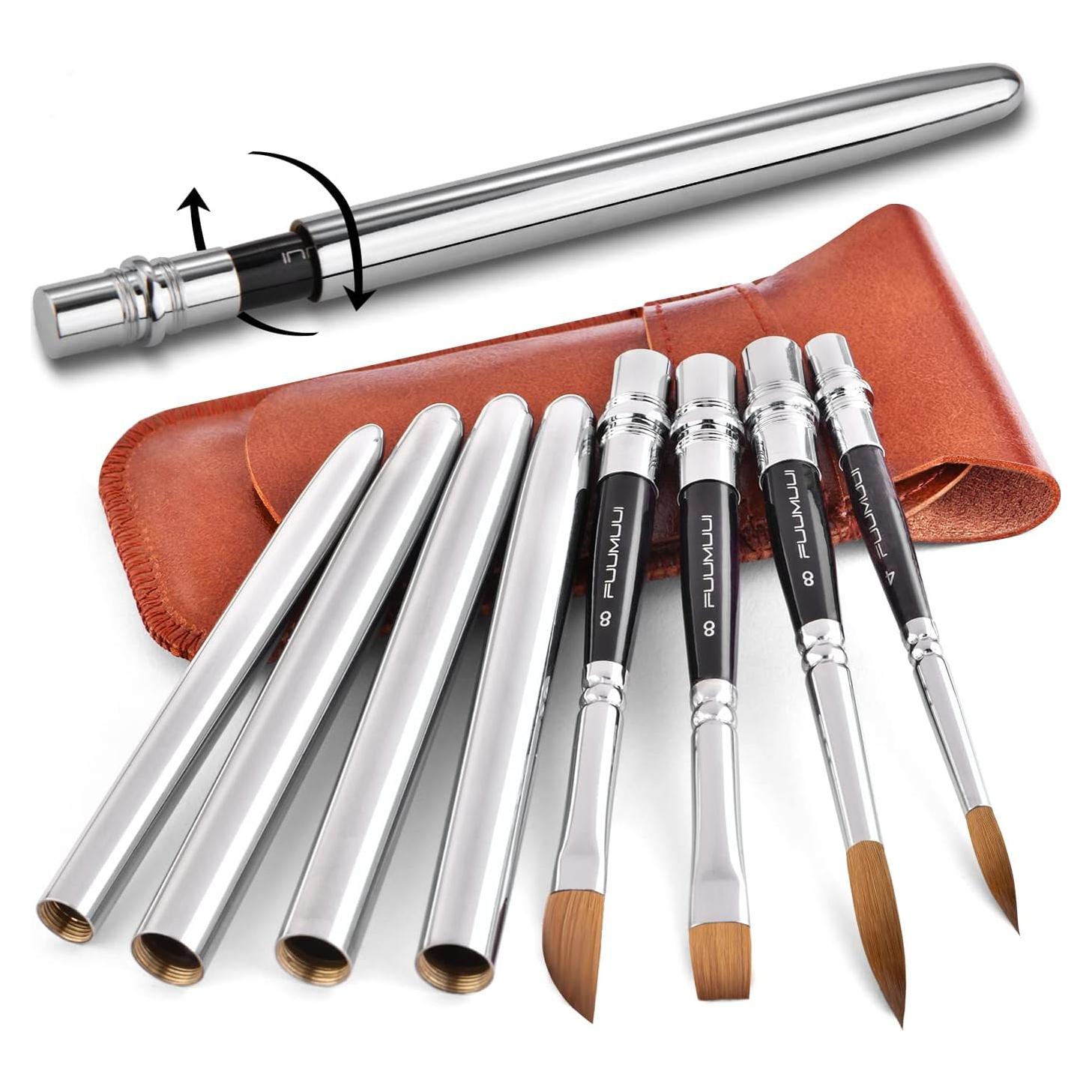 Set de Pinceles de Acuarela de Sable Fuumuui 4pcs Viaje