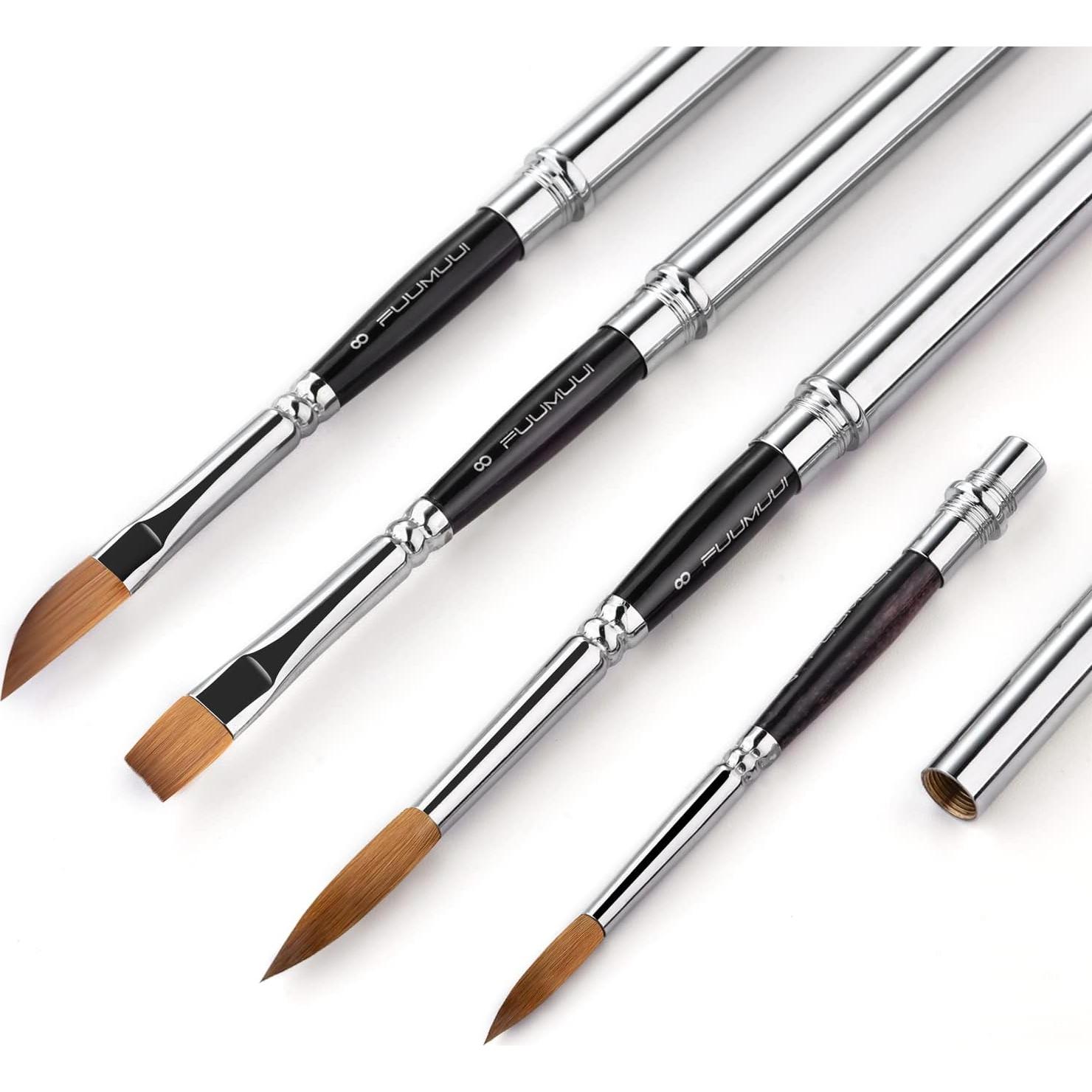 Set de Pinceles de Acuarela de Sable Fuumuui 4pcs Viaje