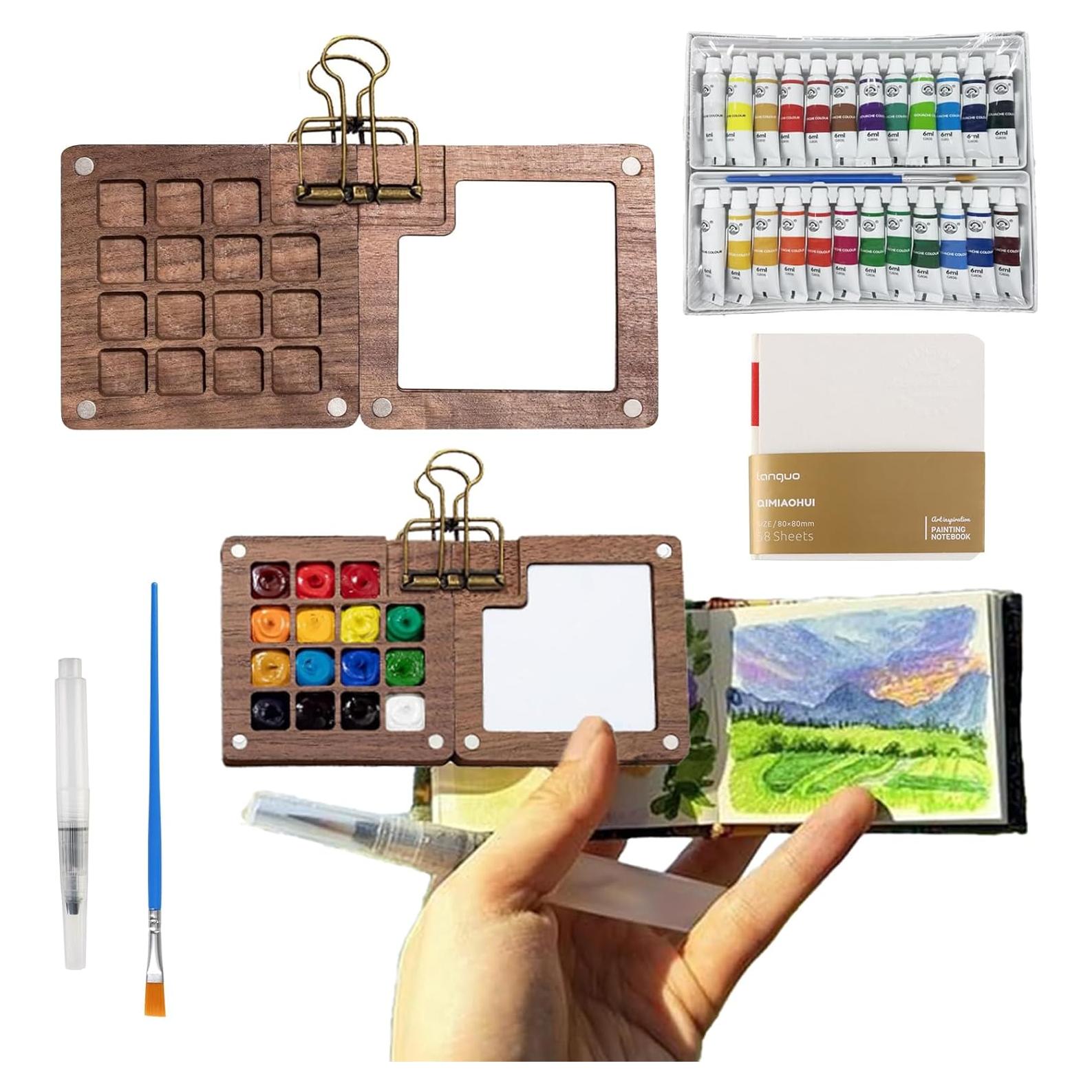 Juego de Acuarelas de Viaje GROTOLY 15 Rejillas 120ml