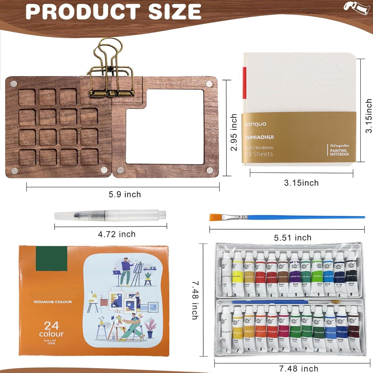 Juego de Acuarelas de Viaje GROTOLY 15 Rejillas 120ml