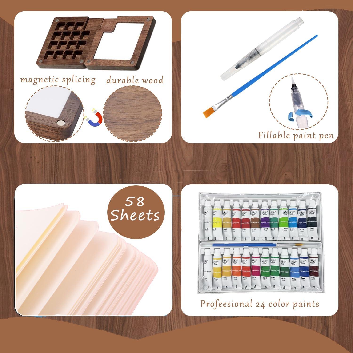 Juego de Acuarelas de Viaje GROTOLY 15 Rejillas 120ml