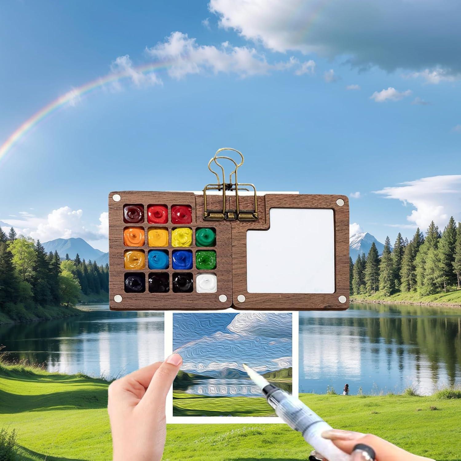 Juego de Acuarelas de Viaje GROTOLY 15 Rejillas 120ml