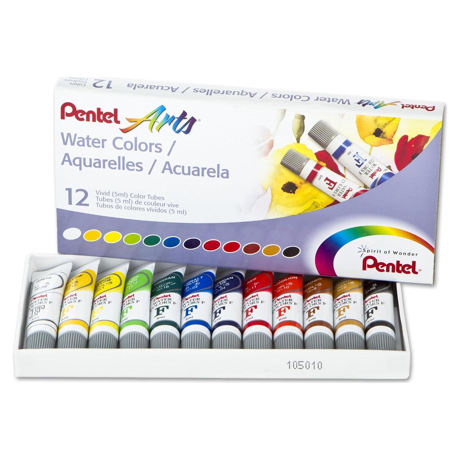 Acuarelas Pentel 12 Colores en Tubos de 5ml - Set Variado