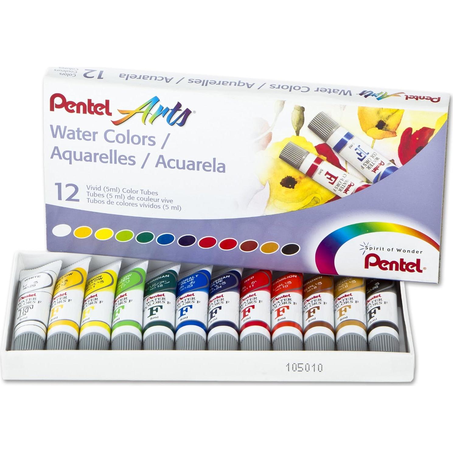 Acuarelas Pentel 12 Colores en Tubos de 5ml - Set Variado