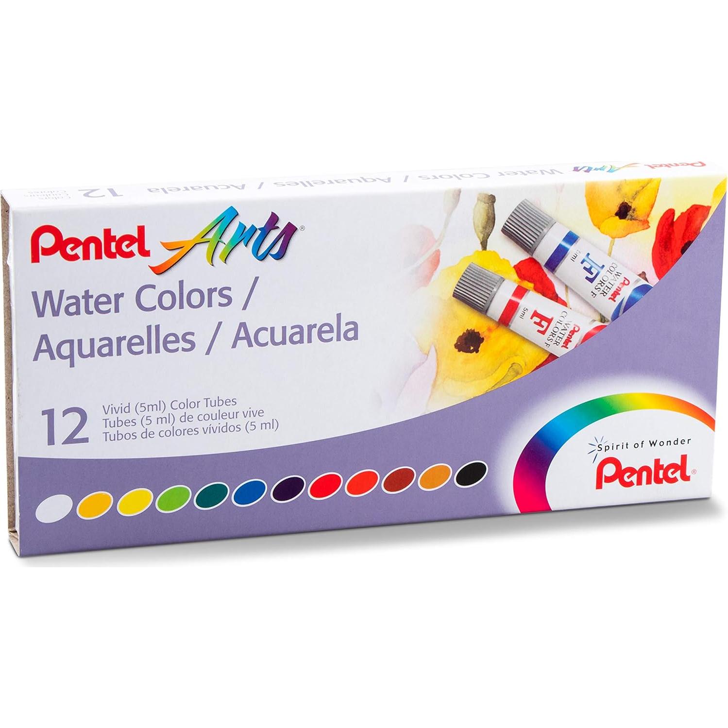 Acuarelas Pentel 12 Colores en Tubos de 5ml - Set Variado