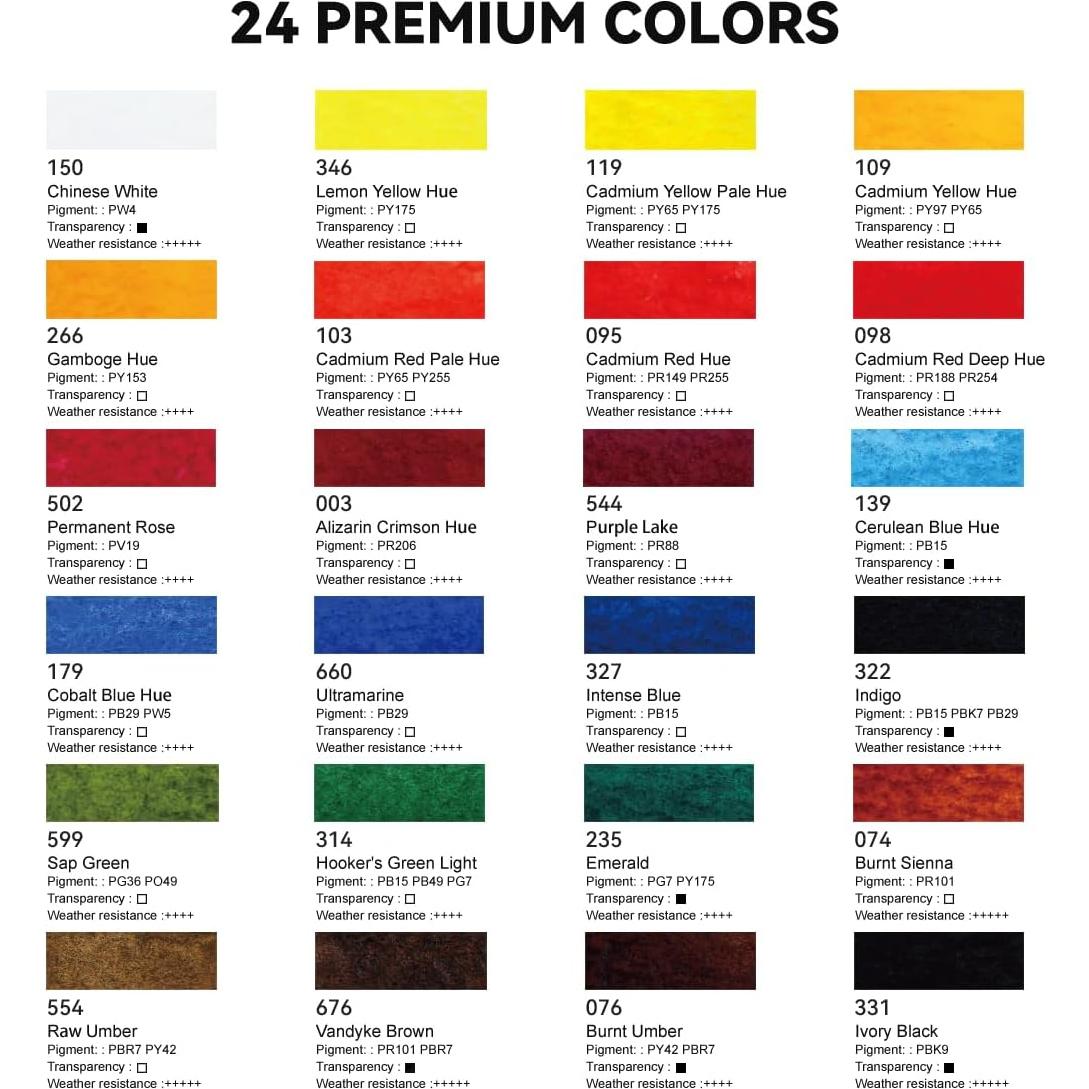 Juego de Pinturas Acuareladas Paul Rubens 24 Colores 12ml