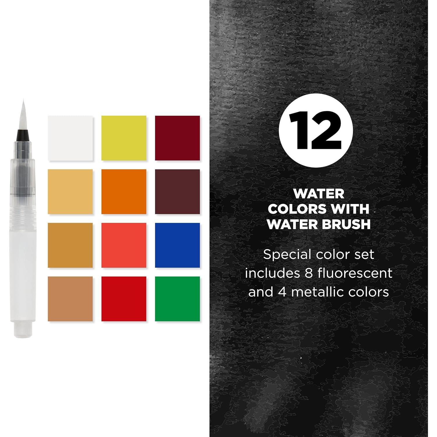 Kit de Acuarelas Portátil SAKURA Koi Pocket - 12 Colores Fluorescentes y Metálicos