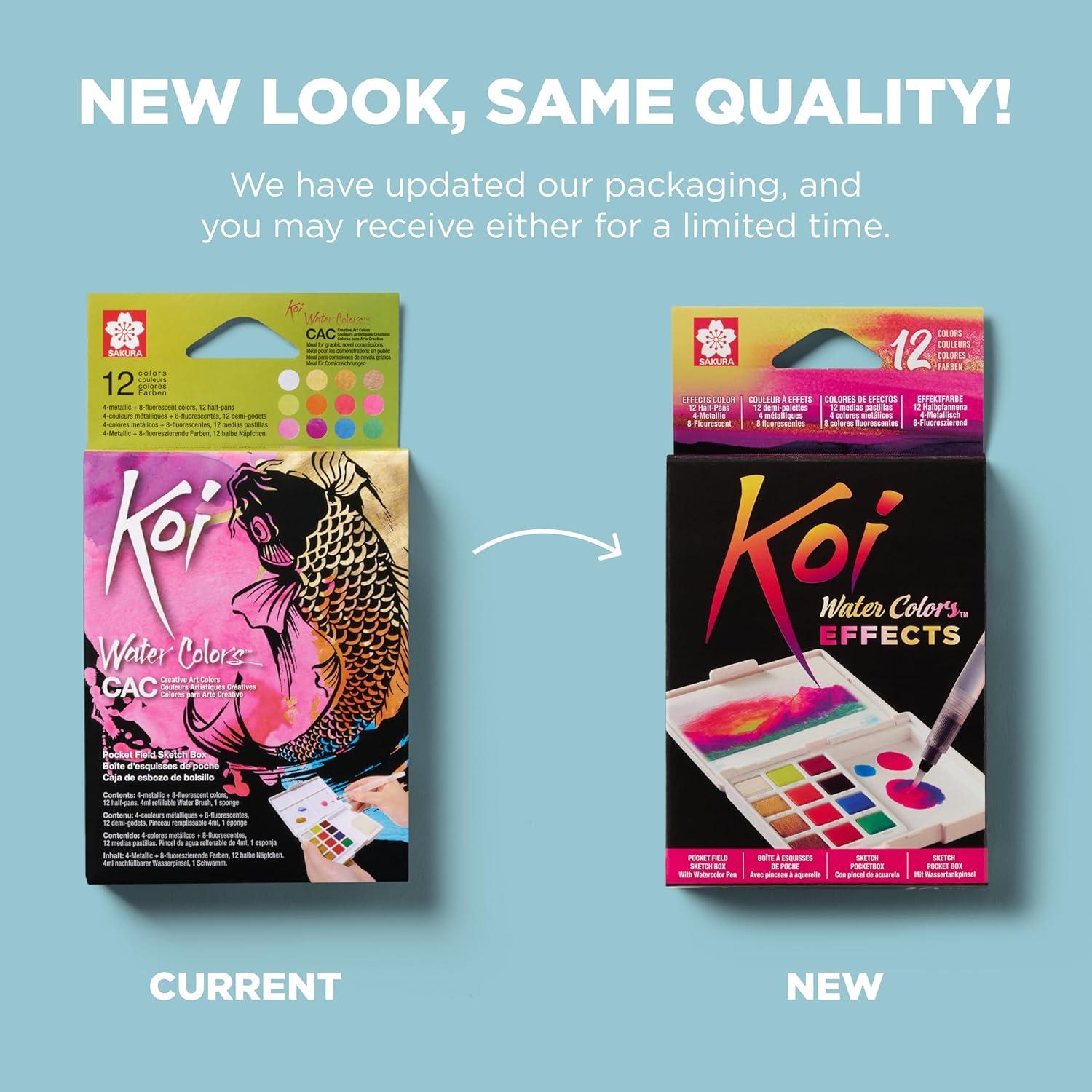 Kit de Acuarelas Portátil SAKURA Koi Pocket - 12 Colores Fluorescentes y Metálicos