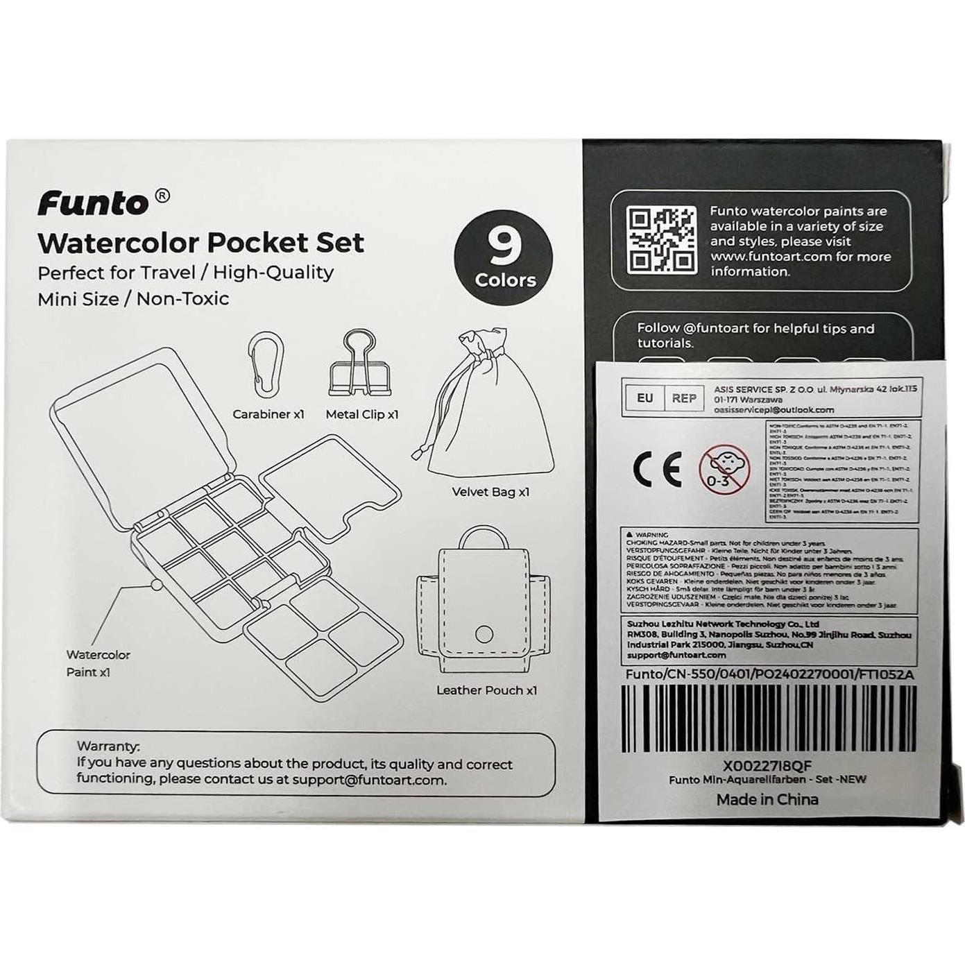 Juego de Acuarelas Funto Pocket 266ml, Kit Portátil para Artistas