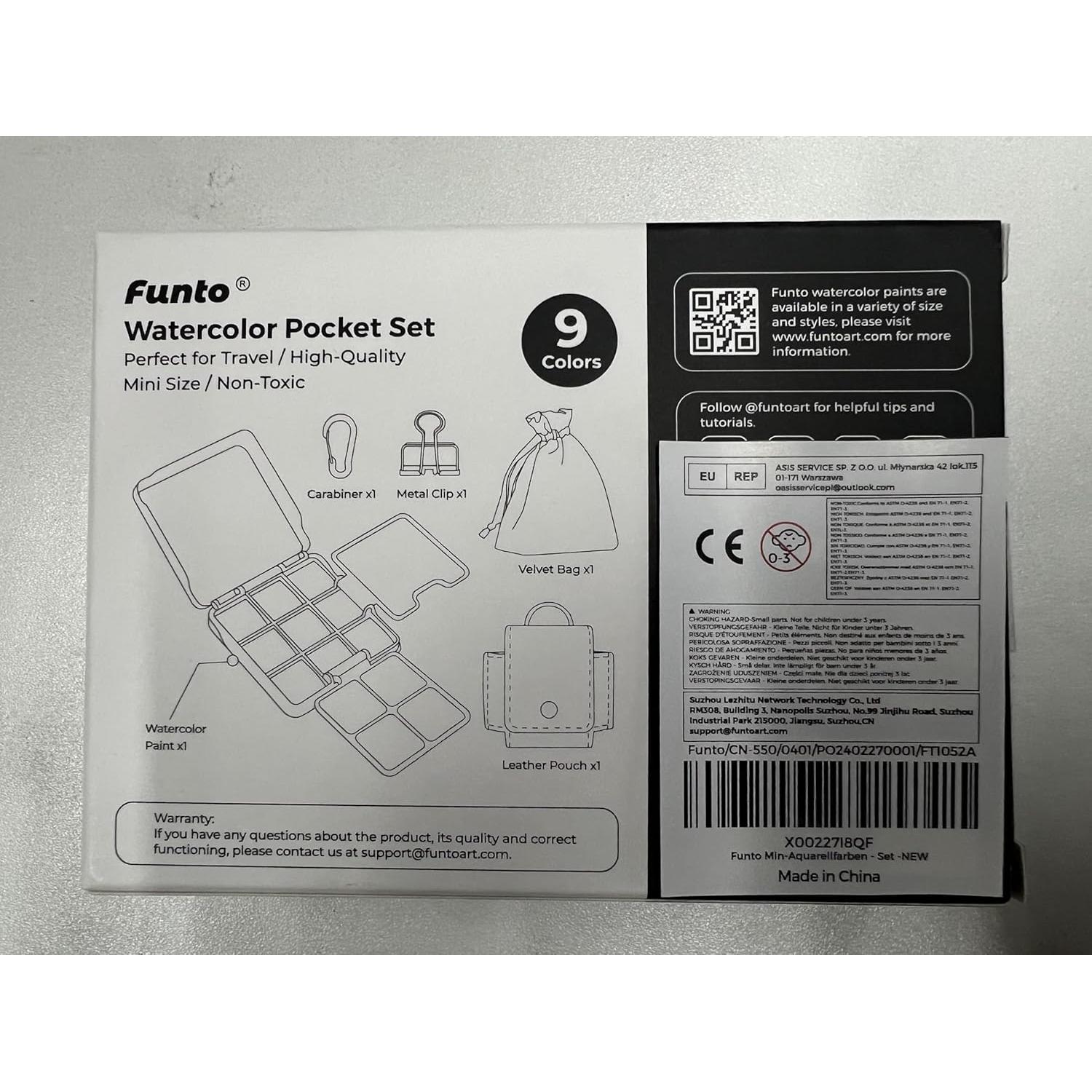 Juego de Acuarelas Funto Pocket 266ml, Kit Portátil para Artistas