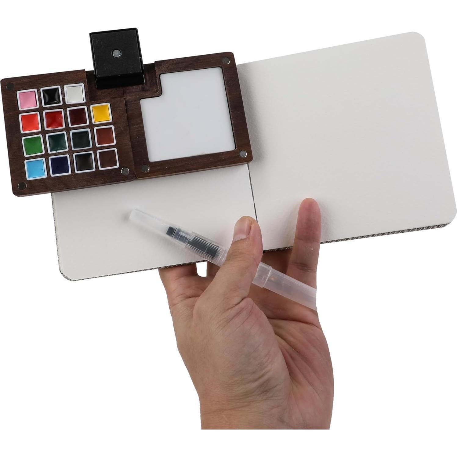 Juego de Acuarelas Portátil AYZAR con Cuaderno y Pinceles