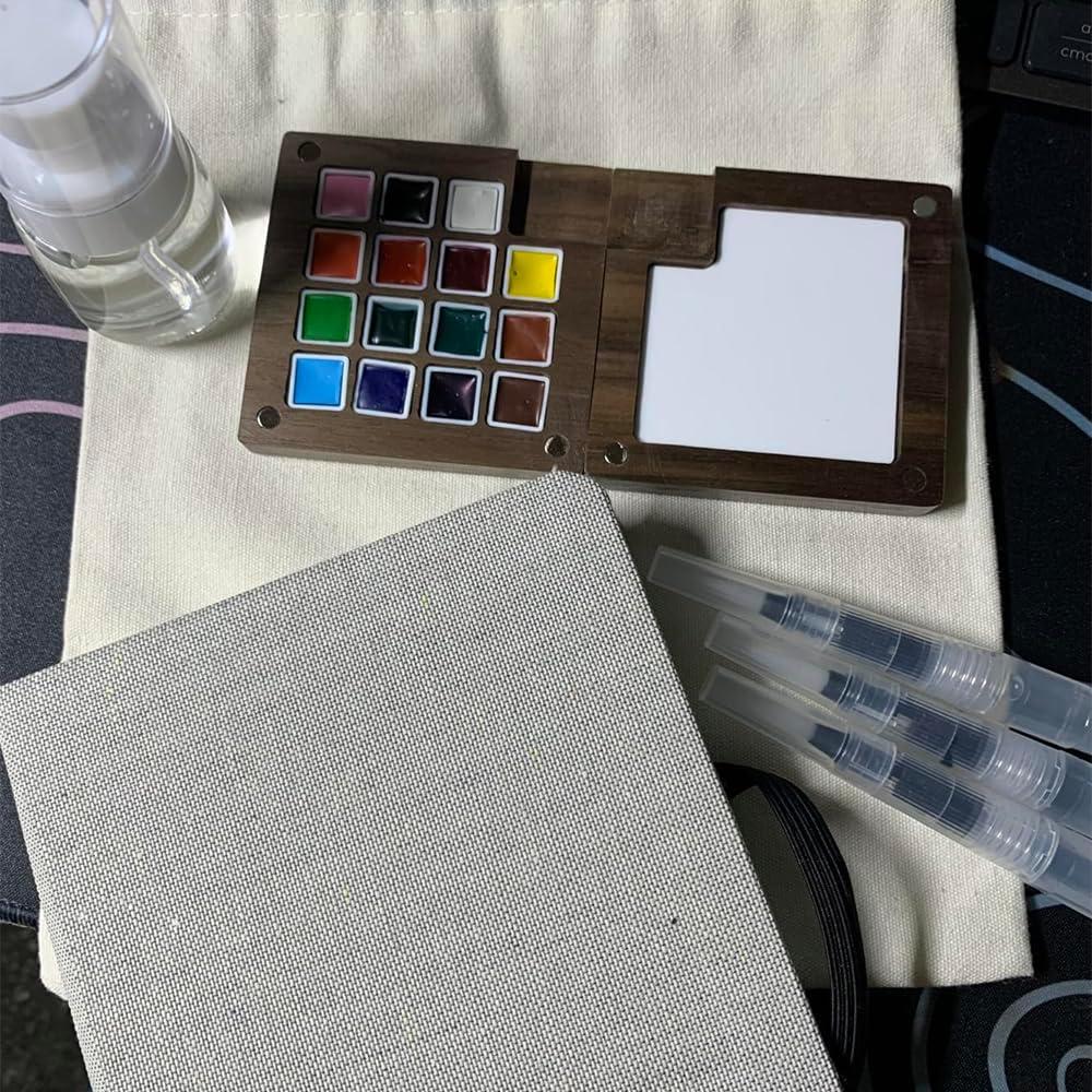 Juego de Acuarelas Portátil AYZAR con Cuaderno y Pinceles