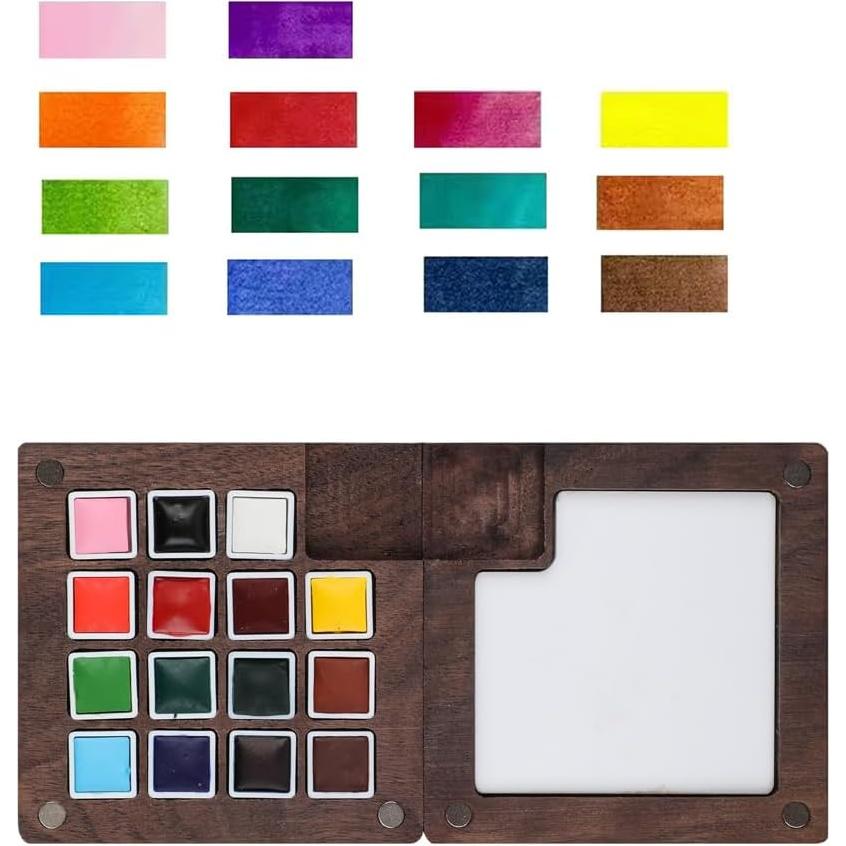 Juego de Acuarelas Portátil AYZAR con Cuaderno y Pinceles